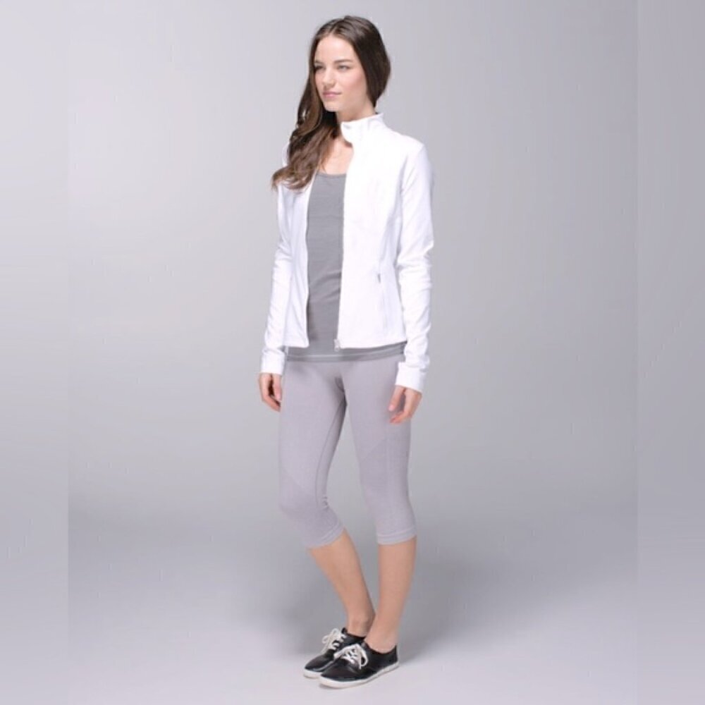 Lululemon In The Flow Crop II Leggings 4 Seamless Heathered light Gray W6B41S